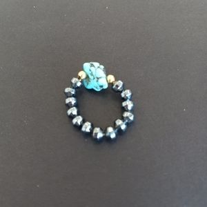 Turquoise & Hematite Beaded Ring